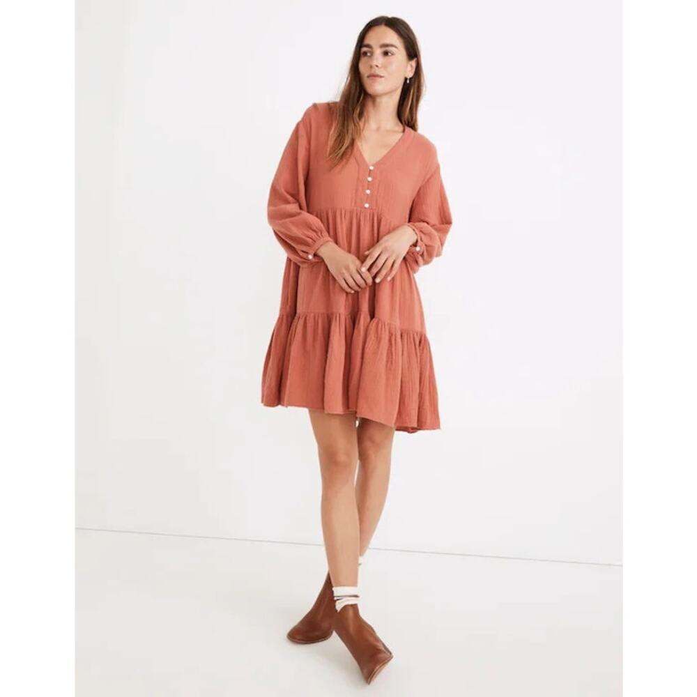 Madewell Lightspun Colette Mini Dress in Deep Rose - Size: 4